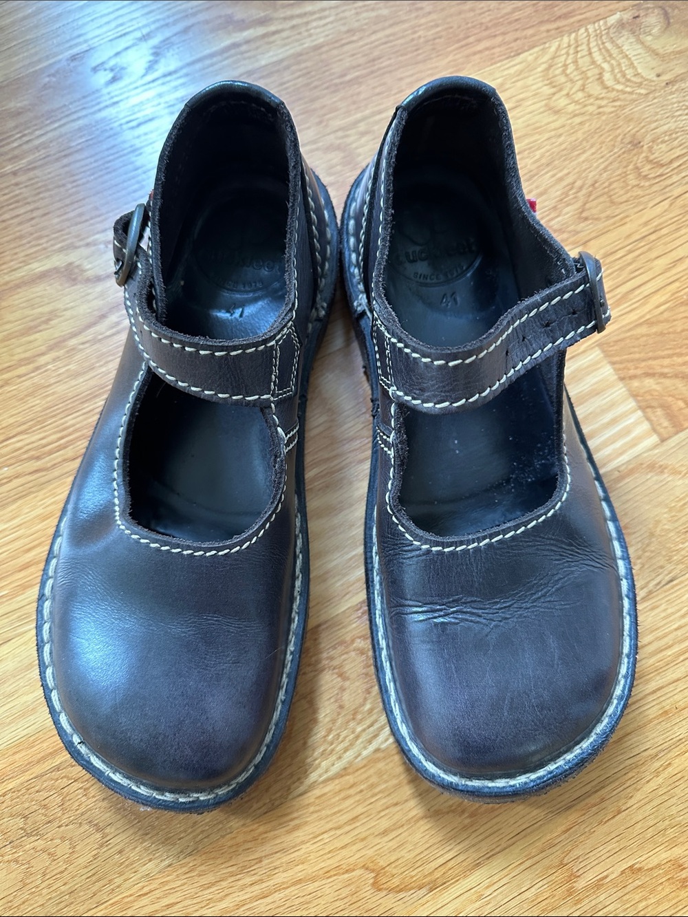Duckfeet Mols Women's Mary Jane Leather Flats - Dark Brown size 41